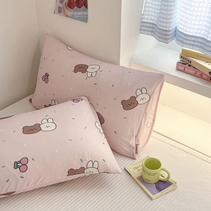 91家纺网 家纺一手货源 找家纺 桃子家居  2025新款A类高品质牛奶针织棉软糯大豆夏被 针织棉-粉色熊兔