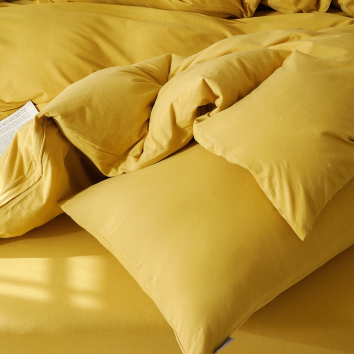 91家纺网 家纺一手货源 找家纺 梦可莱家居 2025春夏新品全棉针织棉纯色系列 青柠黄