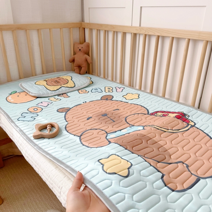 91家纺网 家纺一手货源 找家纺 美乐迪家纺 2025新款儿童乳胶凉席 卡皮巴拉