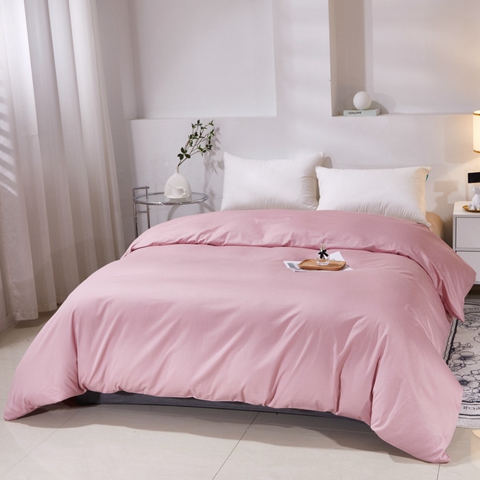 91家纺网 家纺一手货源 找家纺 晶缦家纺 2025新款喷气全棉13376纯棉斜纹纯色被套-沐兰 沐兰-脏脏粉