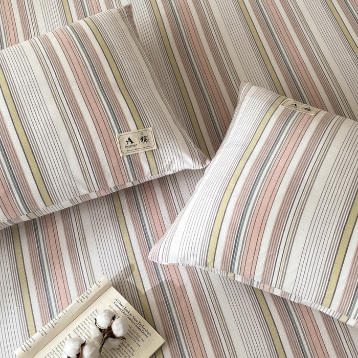 91家纺网 家纺一手货源 找家纺 21度C 2025新款A类全棉母婴级四件套单品系列-单枕套 沐妍粉