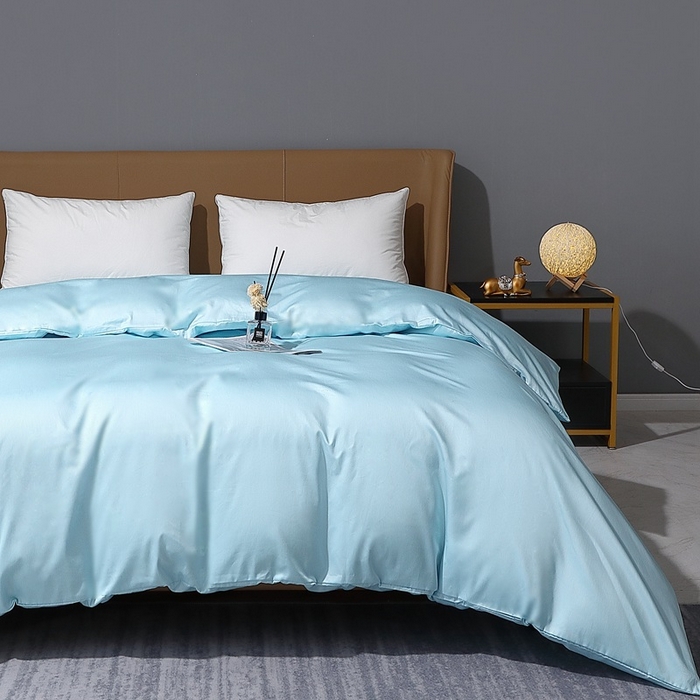 91家纺网 家纺一手货源 找家纺 晶缦家纺 2025新款全棉纯棉50支双股贡缎长绒棉纯色单品被套 绮芸-浅天蓝 