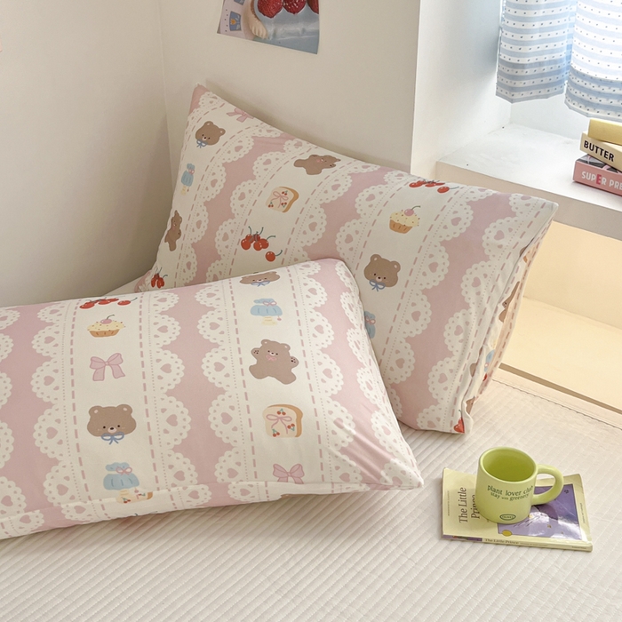 91家纺网 家纺一手货源 找家纺 桃子家居  2025新款A类高品质牛奶针织棉软糯大豆夏被 针织棉-粉色樱桃熊