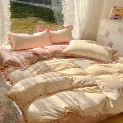 91家纺网 家纺一手货源 找家纺 （总）欧尚 2025新款针织棉双层纱四件套