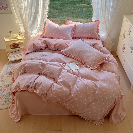 91家纺网 家纺一手货源 找家纺 （总）欧尚 2025新款针织棉双层纱四件套