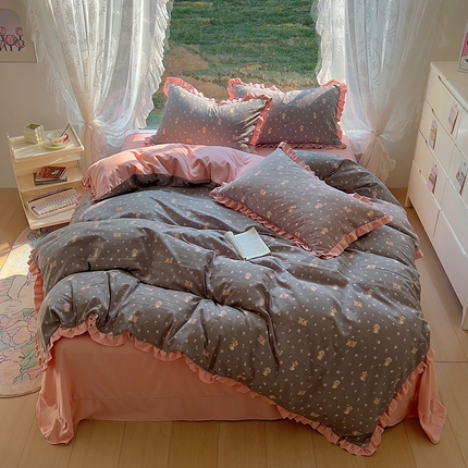 91家纺网 家纺一手货源 找家纺 （总）欧尚 2025新款针织棉双层纱四件套