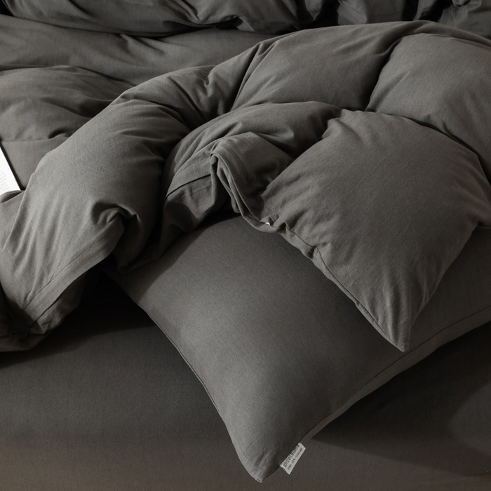 91家纺网 家纺一手货源 找家纺 梦可莱家居 2025春夏新品全棉针织棉纯色系列 碳灰