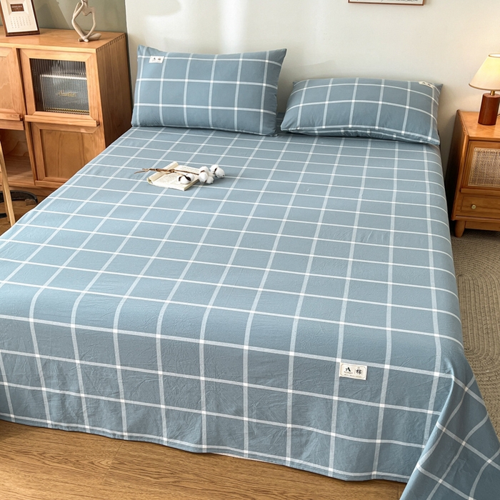 91家纺网 家纺一手货源 找家纺 21度C 2025新款A类全棉母婴级四件套单品系列-单床单 海蓝格