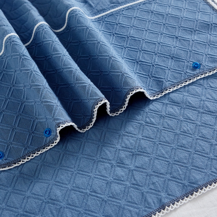 91家纺网 家纺一手货源 找家纺 朴尔家纺-毛巾被 2025新款纱布毛巾绣花素色半包枕套枕巾系列 绣花半包枕套-浅蓝