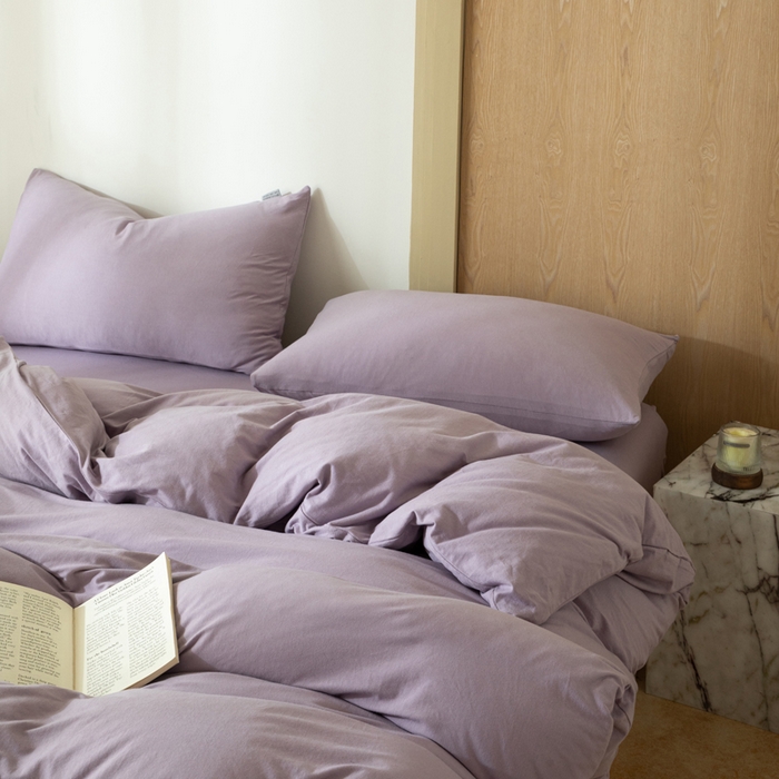 91家纺网 家纺一手货源 找家纺 梦可莱家居 2025春夏新品全棉针织棉纯色系列 梦幻紫