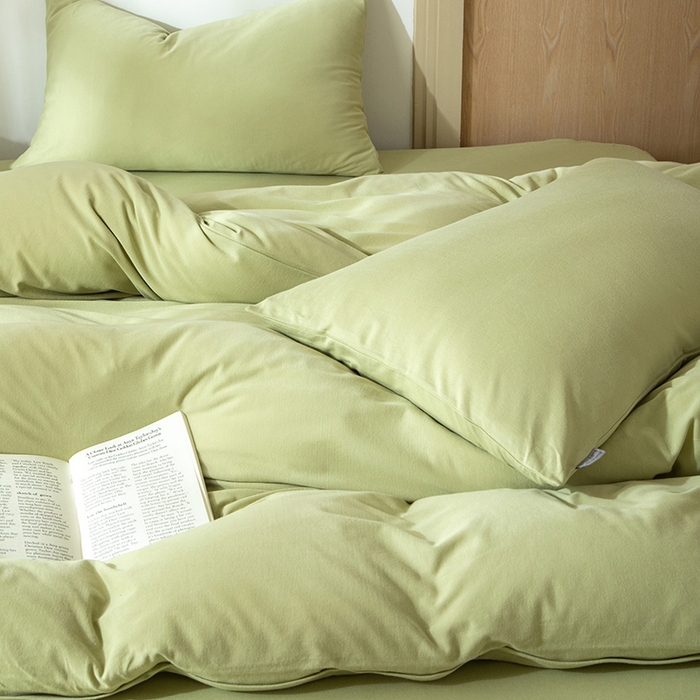 91家纺网 家纺一手货源 找家纺 梦可莱家居 2025春夏新品全棉针织棉纯色系列 抹茶