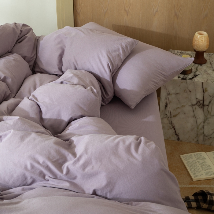 91家纺网 家纺一手货源 找家纺 梦可莱家居 2025春夏新品全棉针织棉纯色系列 梦幻紫