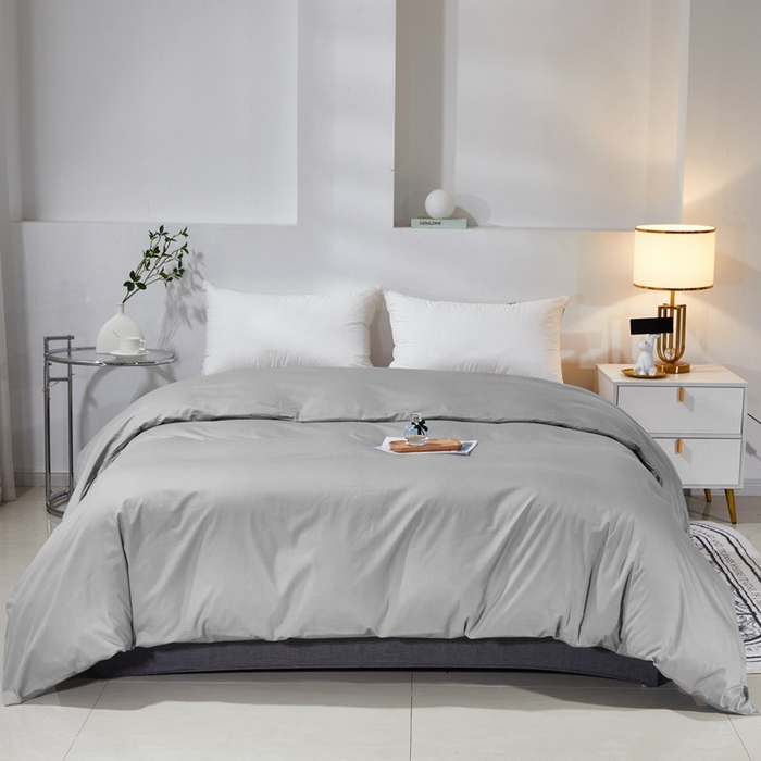 91家纺网 家纺一手货源 找家纺 晶缦家纺 2025新款喷气全棉13376纯棉斜纹纯色被套-沐兰 沐兰-典雅灰