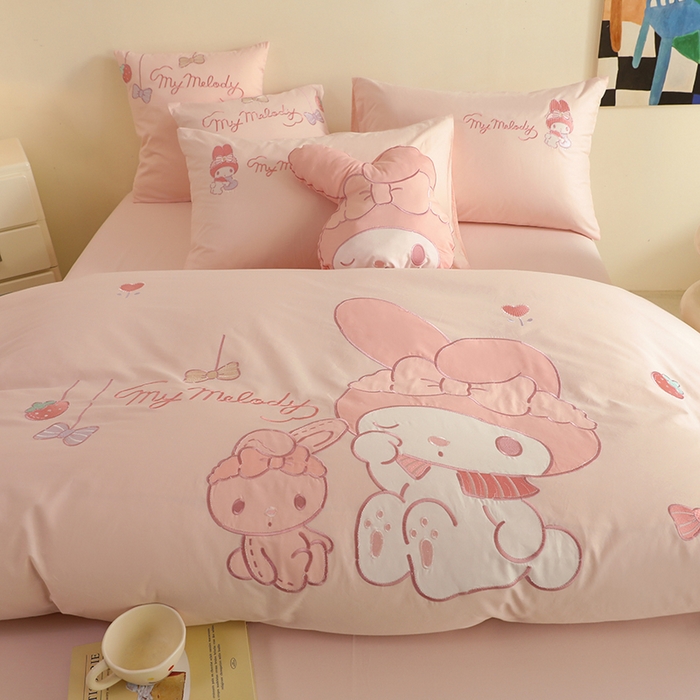 91家纺网 家纺一手货源 找家纺 绒棉世家 2025绒棉世家新款全棉水洗棉贴布绣专版四件套 美乐蒂