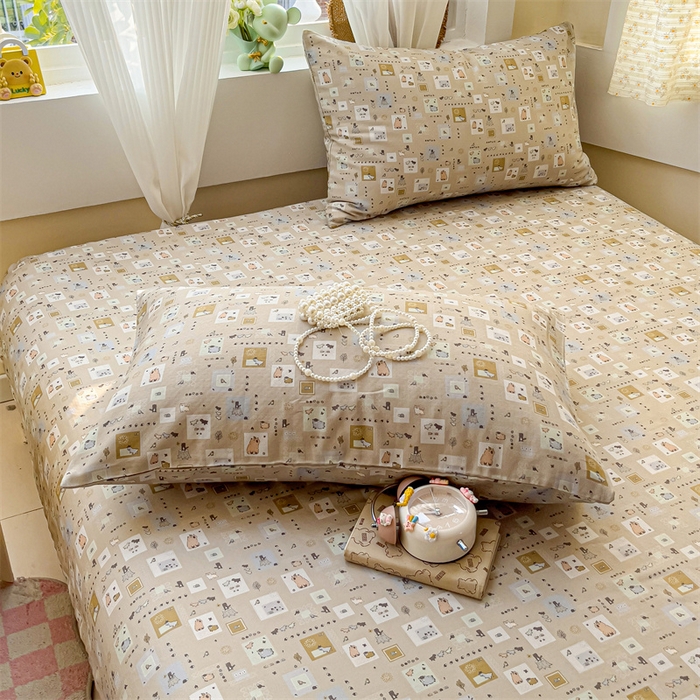 91家纺网 家纺一手货源 找家纺 名兮家居 2025新款全棉双层纱床笠 双层纱-波波乐园