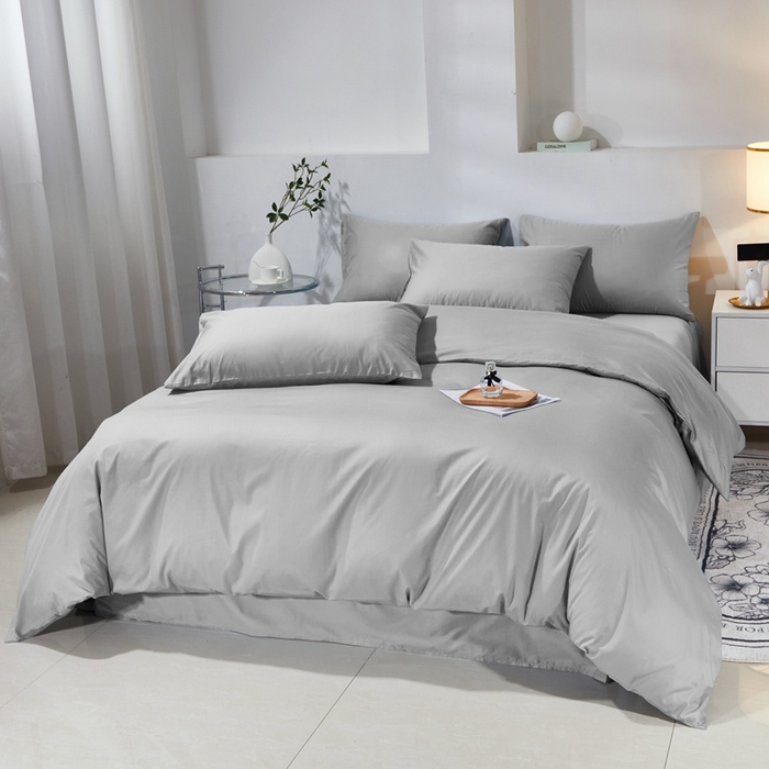 91家纺网 家纺一手货源 找家纺 晶缦家纺 2025新款喷气全棉13376纯棉斜纹纯色多规格四件套-沐兰 沐兰-典雅灰