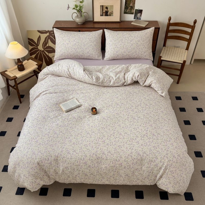 91家纺网 家纺一手货源 找家纺 典曼家纺 2025新款双层纱小清新印花四件套-床拍 半亩花田