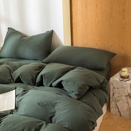 梦可莱家居 2025春夏新品全棉针织棉纯色系列 青苔绿