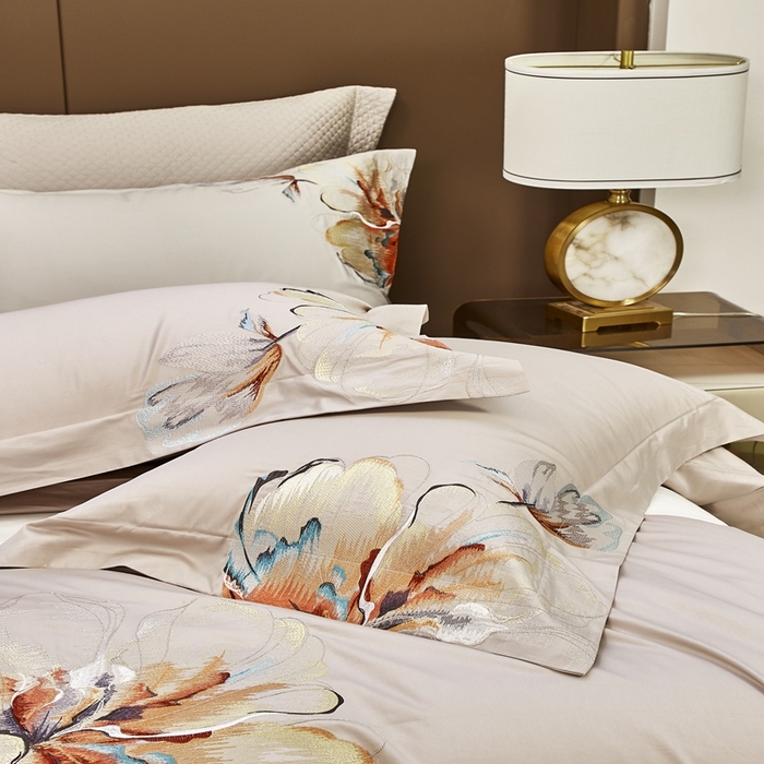 91家纺网 家纺一手货源 找家纺 爱情故事2025春夏居家新品四件套 玲珑-浅咖