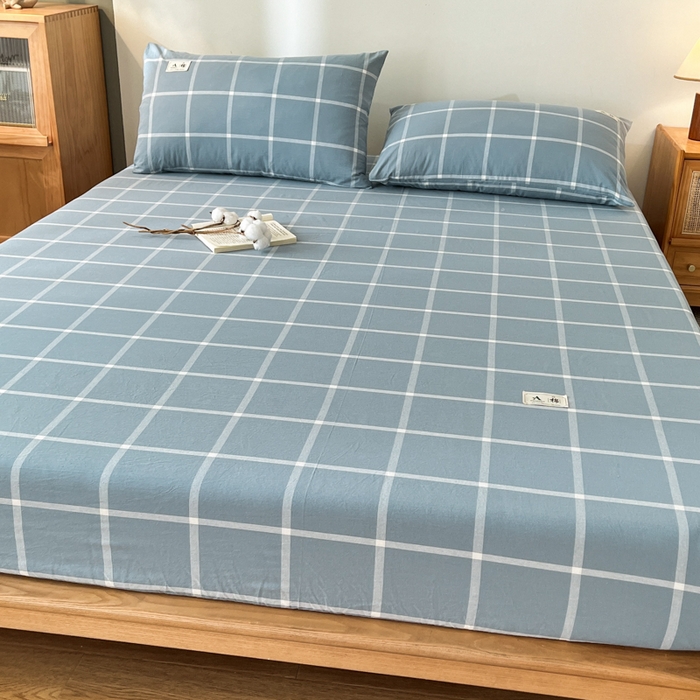 91家纺网 家纺一手货源 找家纺 21度C 2025新款A类全棉母婴级四件套单品系列-单床笠 海蓝格