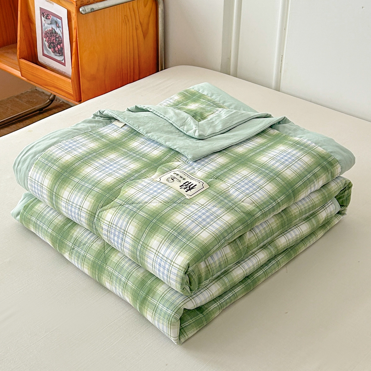 91家纺网 家纺一手货源 找家纺 佰丝居 2025新款A类水洗棉夏被100%新疆棉花被空调被夏凉被 雅致绿