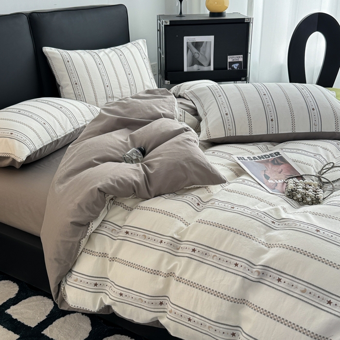 91家纺网 家纺一手货源 找家纺 简宜家居（朝初家纺） 2025新款40支全棉提花四件套（简川-星辰系列） 星辰-雅灰