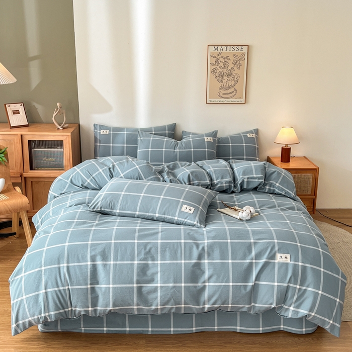 91家纺网 家纺一手货源 找家纺 21度C 2025新款A类全棉母婴级四件套单品系列-单被套 海蓝格