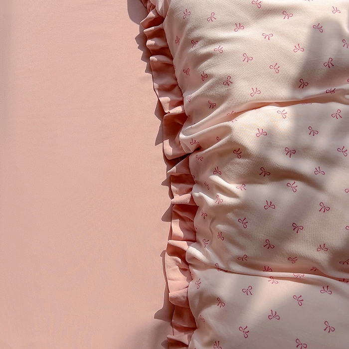 91家纺网 家纺一手货源 找家纺 欧尚 2025新款针织棉双层纱四件套 洁美粉