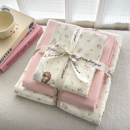 91家纺网 家纺一手货源 找家纺 2025新款双层纱印花卡通四件套-叠拍 美好时光