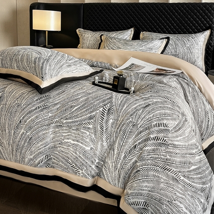 91家纺网 家纺一手货源 找家纺 （总）首尔家纺 2025新款数码冰丝宽边系列水洗真丝四件套