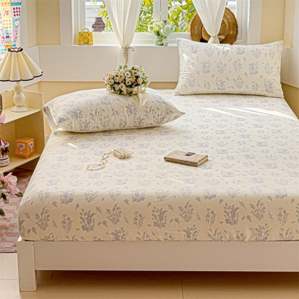 名兮家居 2025新款全棉双层纱床笠 双层纱-仙草蓝