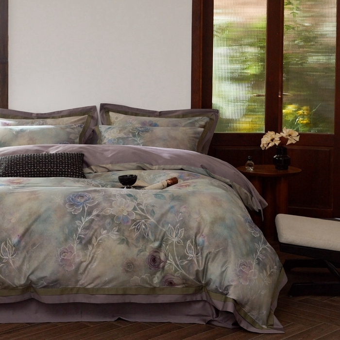 91家纺网 家纺一手货源 找家纺 由丽家纺 2025新款数码印花四件套 素芳-紫