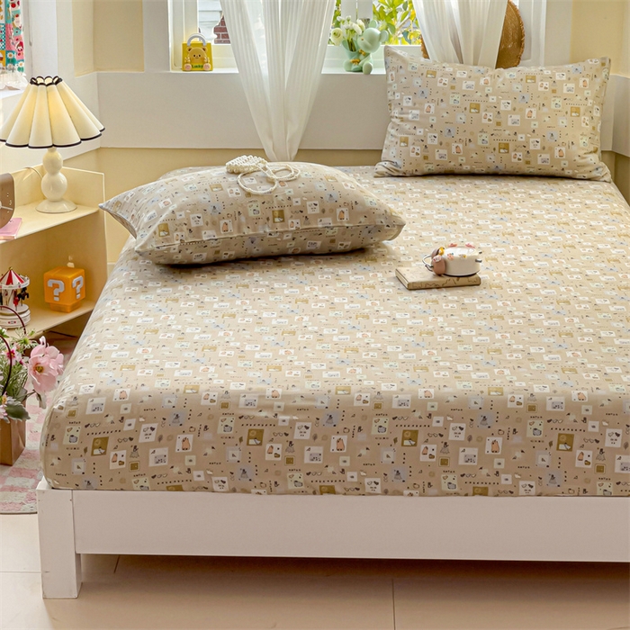 91家纺网 家纺一手货源 找家纺 名兮家居 2025新款全棉双层纱床笠 双层纱-波波乐园