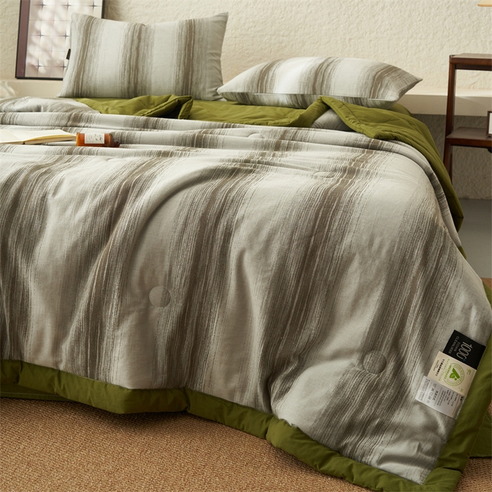91家纺网 家纺一手货源 找家纺 2025新款全棉色织大提花棉花夏凉被 被子被芯 西雅-绿