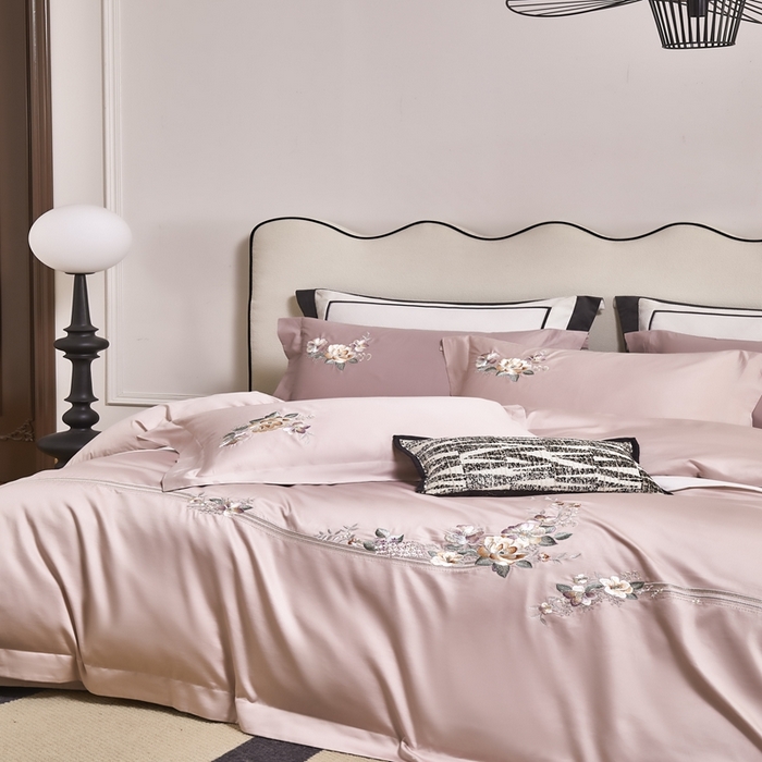 91家纺网 家纺一手货源 找家纺 爱情故事2025春夏居家新品四件套 盛夏-豆沙