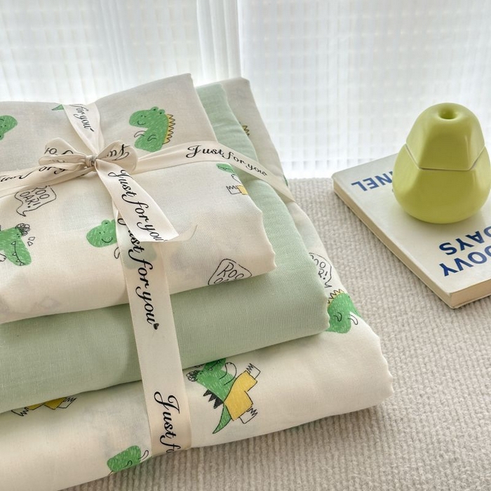 91家纺网 家纺一手货源 找家纺 2025新款双层纱印花卡通四件套-叠拍 酷酷龙