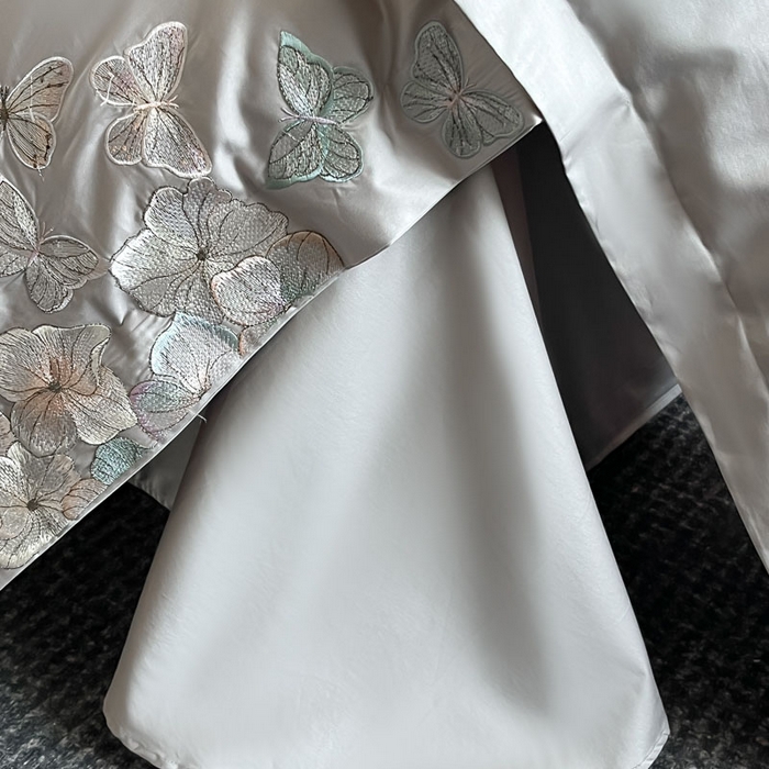 91家纺网 家纺一手货源 找家纺 欧乐蒂 2025新款A类亲肤棉刺绣四件套-蝶舞 蝶舞-夜灰