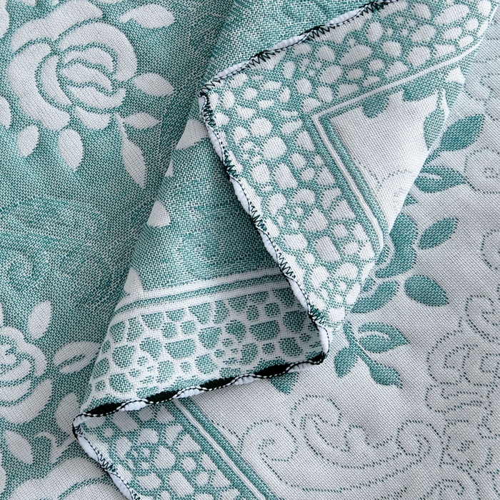 91家纺网 家纺一手货源 找家纺 朴尔家纺-毛巾被 2025新款蜂窝透气提花锁边立体枕巾 手捧蔷薇-绿