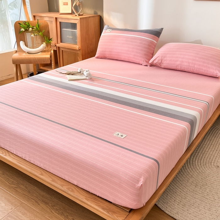 91家纺网 家纺一手货源 找家纺 21度C 2025新款A类全棉母婴级四件套单品系列-单床笠 豆蔻粉