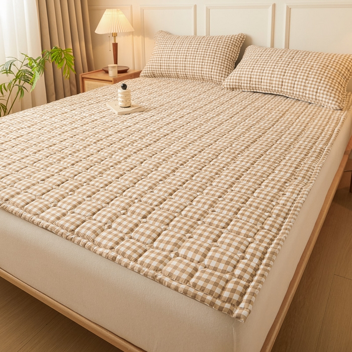 91家纺网 家纺一手货源 找家纺 恋绒家纺 2025新款无印风床褥床护垫宿舍床垫亲肤水洗棉软床垫 黄小格