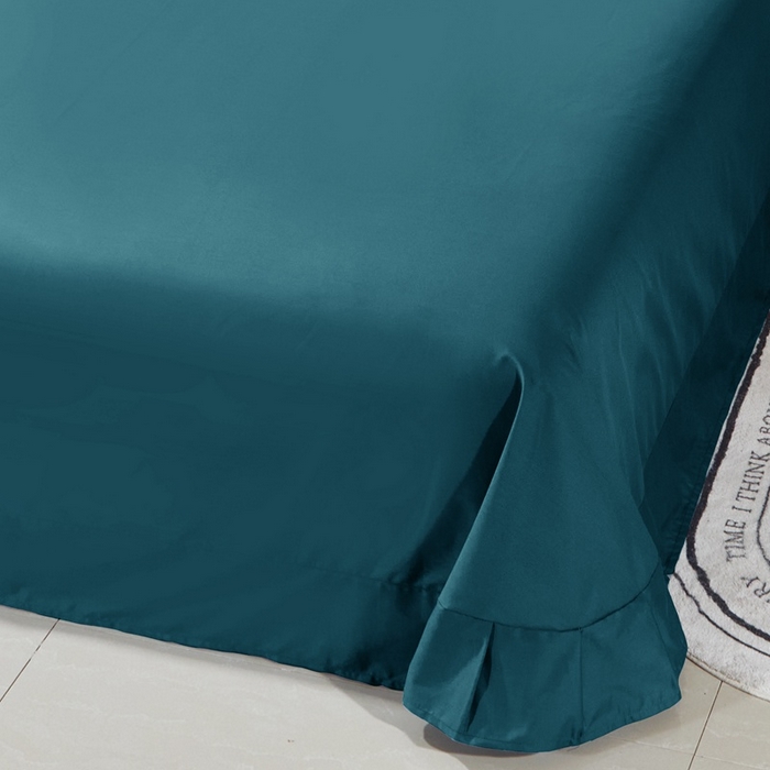 91家纺网 家纺一手货源 找家纺 晶缦家纺 2025新款喷气全棉13376纯棉斜纹纯色床单-沐兰 沐兰-孔雀绿