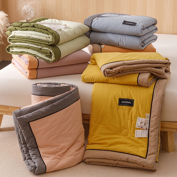 91家纺网 家纺一手货源 找家纺 （总）2025新款全棉纯色双拼棉花夏被 被子被芯