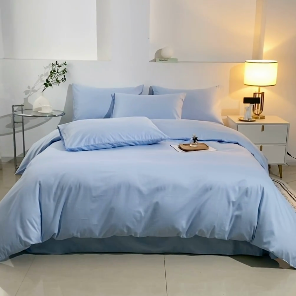 91家纺网 家纺一手货源 找家纺 （总）2025新款喷气全棉13376斜纹纯棉多规格四件套/纯色床单款床笠款套件/被套三件套-沐兰