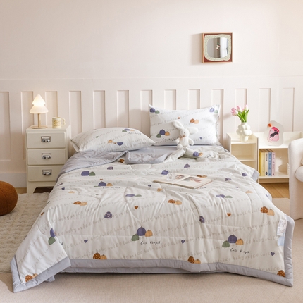 91家纺网 家纺一手货源 找家纺 （总）一加一2025新款水洗棉麻印花大豆夏被 四件套