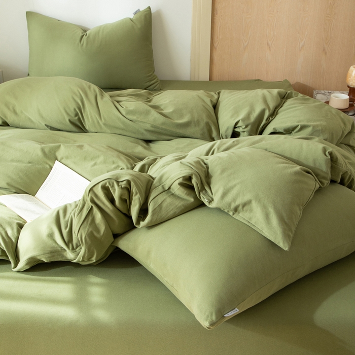 91家纺网 家纺一手货源 找家纺 梦可莱家居 2025春夏新品全棉针织棉纯色系列 青春绿