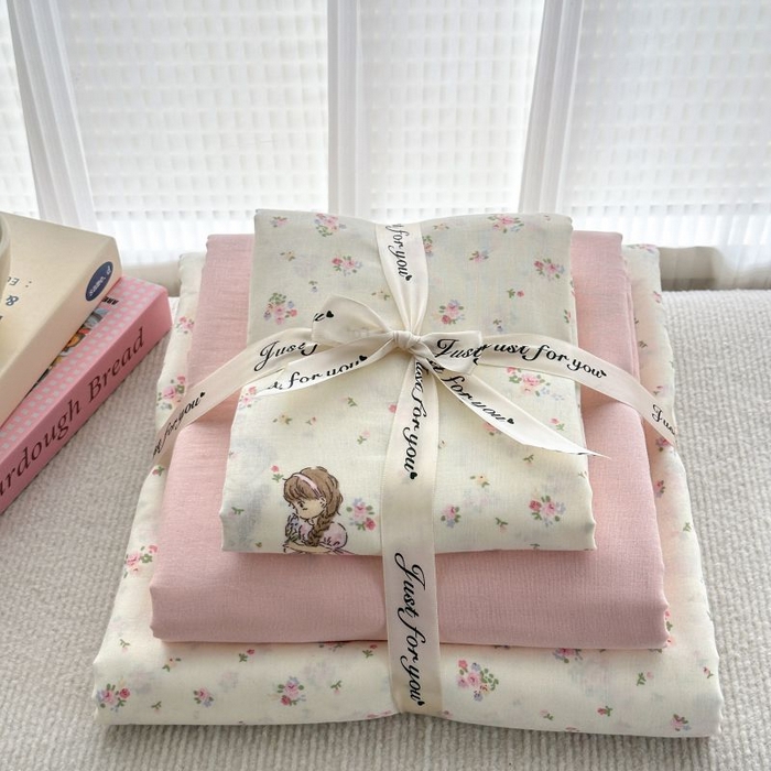 91家纺网 家纺一手货源 找家纺 2025新款双层纱印花卡通四件套-叠拍 美好时光