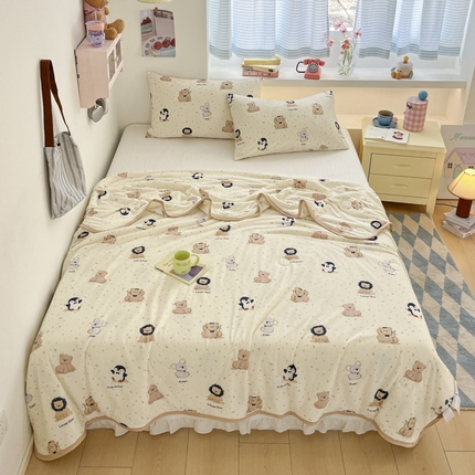 91家纺网 家纺一手货源 找家纺 桃子家居  2025新款A类高品质牛奶针织棉软糯大豆夏被 针织棉-奶咖乐园