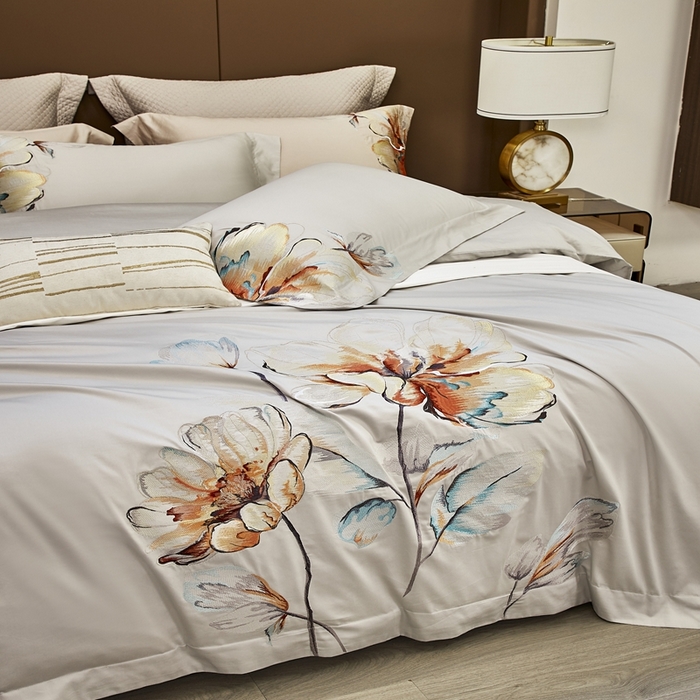 91家纺网 家纺一手货源 找家纺 爱情故事2025春夏居家新品四件套 玲珑-浅灰