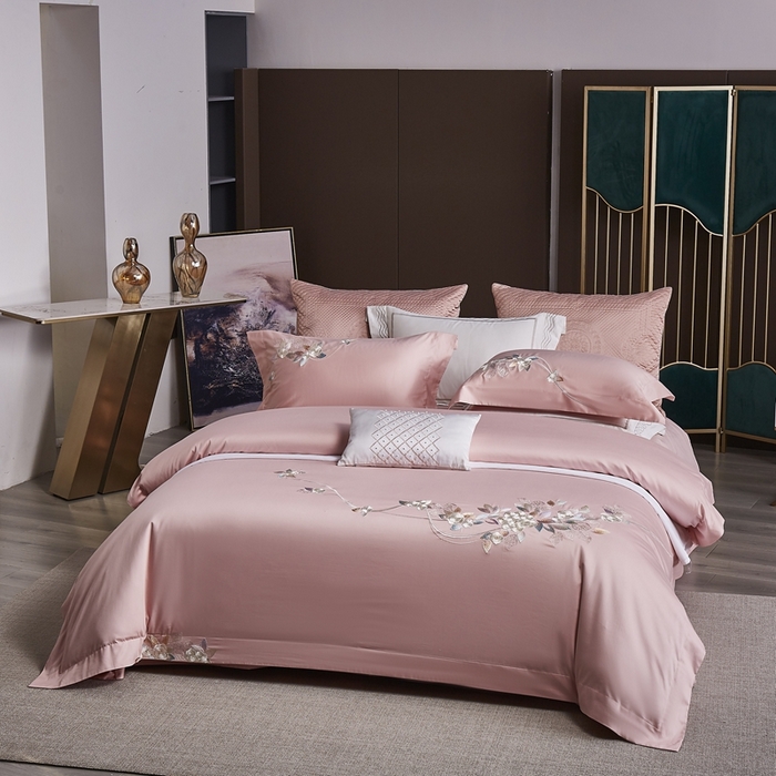 91家纺网 家纺一手货源 找家纺 爱情故事2025春夏居家新品四件套 似锦-粉