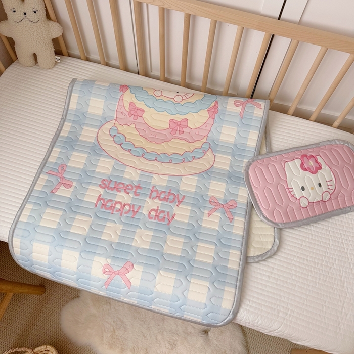 91家纺网 家纺一手货源 找家纺 美乐迪家纺 2025新款儿童乳胶凉席 蛋糕猫咪